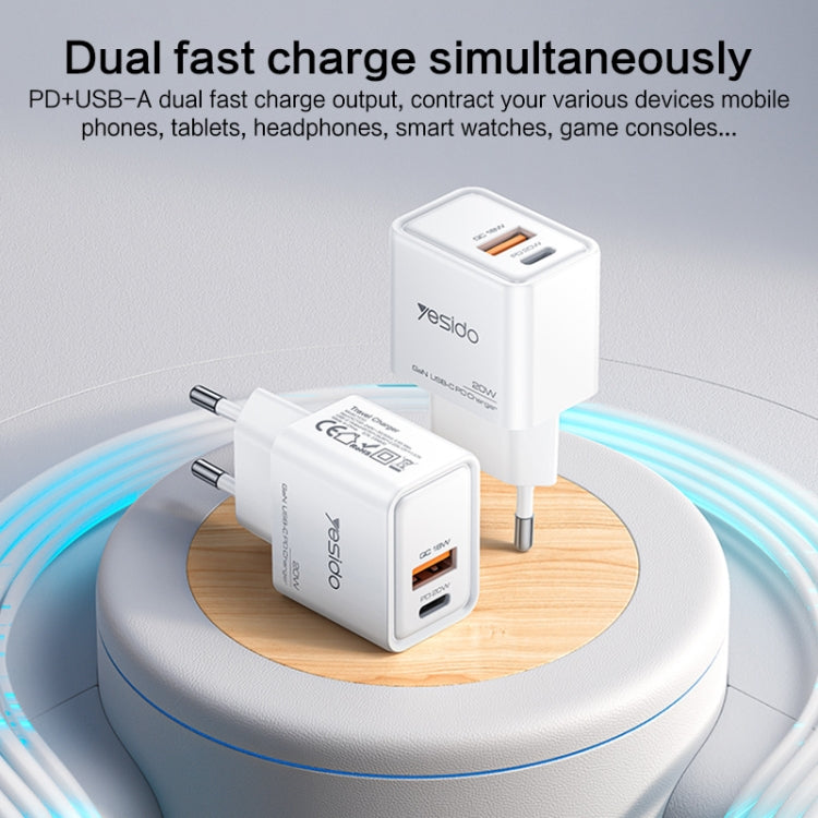 Yesido YC61 PD20W Dual Port Type-C GaN Charger, EU Plug - USB Charger by Yesido | Online Shopping South Africa | PMC Jewellery | Buy Now Pay Later Mobicred