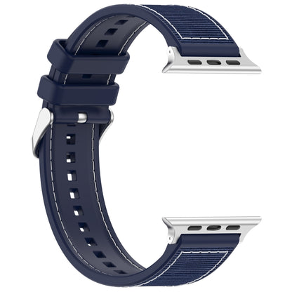 For Apple Watch Series 8 41mm Ordinary Buckle Hybrid Nylon Braid Silicone Watch Band(Midnight Blue) - Watch Bands by PMC Jewellery | Online Shopping South Africa | PMC Jewellery