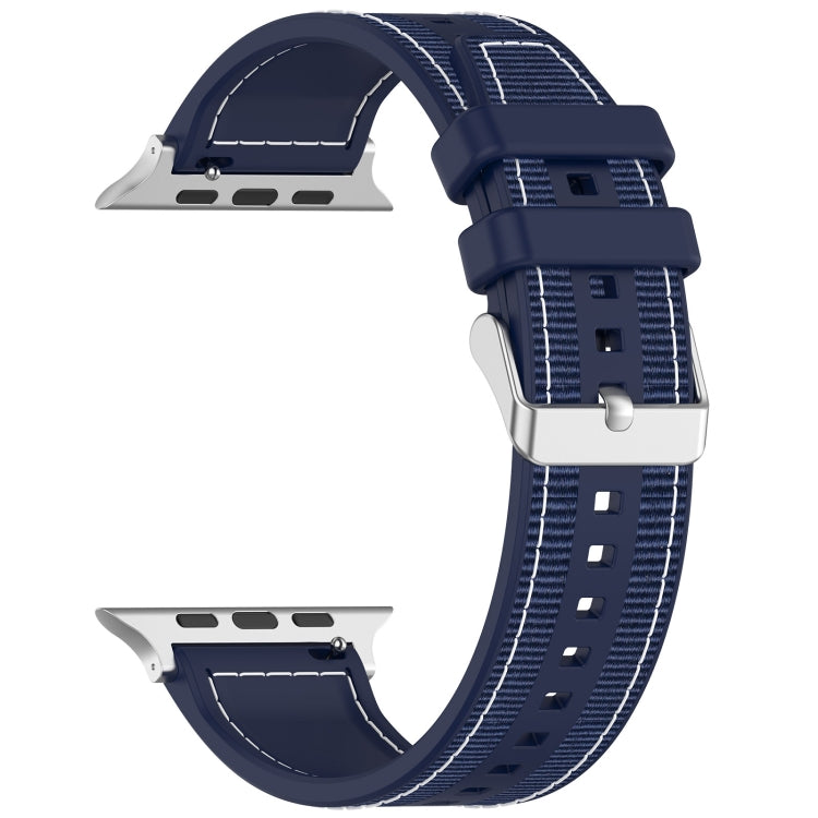 For Apple Watch SE 2022 40mm Ordinary Buckle Hybrid Nylon Braid Silicone Watch Band(Midnight Blue) - Watch Bands by PMC Jewellery | Online Shopping South Africa | PMC Jewellery