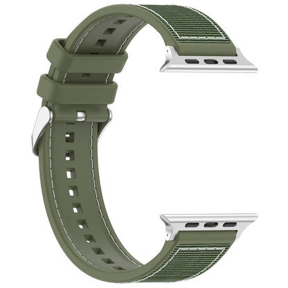 For Apple Watch Series 7 45mm Ordinary Buckle Hybrid Nylon Braid Silicone Watch Band(Green) - Watch Bands by PMC Jewellery | Online Shopping South Africa | PMC Jewellery