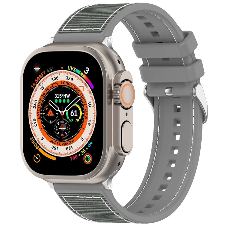 For Apple Watch Series 4 40mm Ordinary Buckle Hybrid Nylon Braid Silicone Watch Band(Grey) - Watch Bands by PMC Jewellery | Online Shopping South Africa | PMC Jewellery