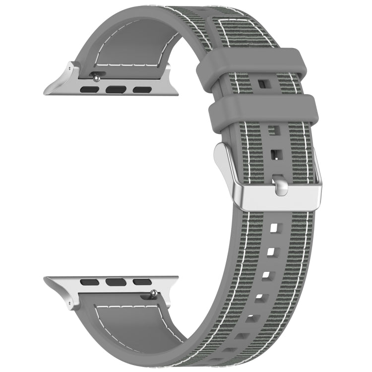 For Apple Watch Series 3 38mm Ordinary Buckle Hybrid Nylon Braid Silicone Watch Band(Grey) - Watch Bands by PMC Jewellery | Online Shopping South Africa | PMC Jewellery