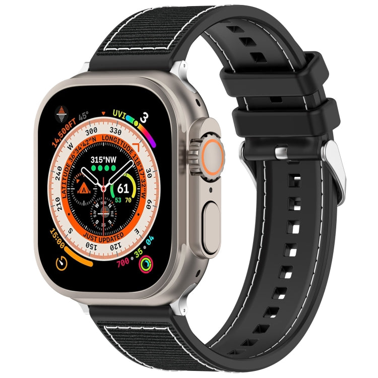 For Apple Watch Series 2 38mm Ordinary Buckle Hybrid Nylon Braid Silicone Watch Band(Black) - Watch Bands by PMC Jewellery | Online Shopping South Africa | PMC Jewellery