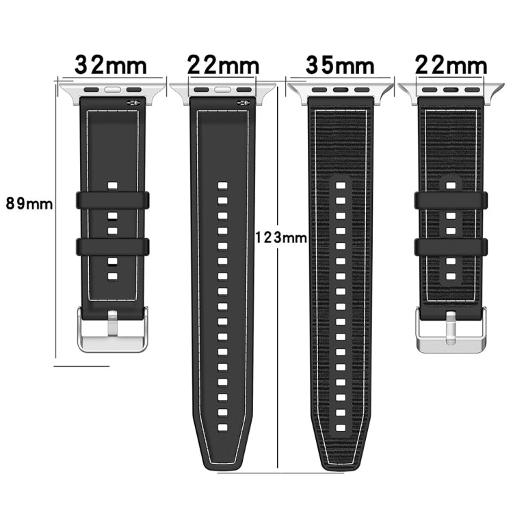 For Apple Watch Series 5 44mm Ordinary Buckle Hybrid Nylon Braid Silicone Watch Band(Black) - Watch Bands by PMC Jewellery | Online Shopping South Africa | PMC Jewellery