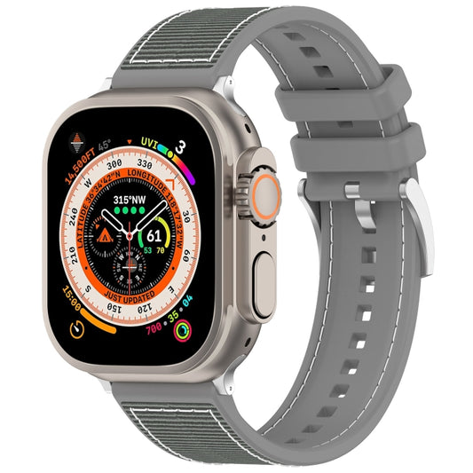 For Apple Watch SE 2023 40mm Official Buckle Hybrid Nylon Braid Silicone Watch Band(Grey) - Watch Bands by PMC Jewellery | Online Shopping South Africa | PMC Jewellery