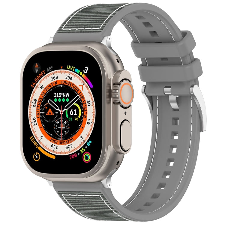 For Apple Watch Ultra 2 49mm Official Buckle Hybrid Nylon Braid Silicone Watch Band(Grey) - Watch Bands by PMC Jewellery | Online Shopping South Africa | PMC Jewellery