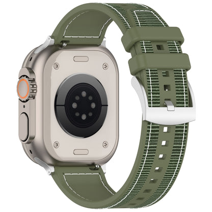 For Apple Watch Ultra 2 49mm Official Buckle Hybrid Nylon Braid Silicone Watch Band(Green) - Watch Bands by PMC Jewellery | Online Shopping South Africa | PMC Jewellery