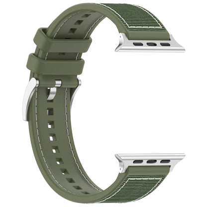 For Apple Watch Ultra 49mm Official Buckle Hybrid Nylon Braid Silicone Watch Band(Green) - Watch Bands by PMC Jewellery | Online Shopping South Africa | PMC Jewellery