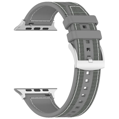 For Apple Watch SE 2022 40mm Official Buckle Hybrid Nylon Braid Silicone Watch Band(Grey) - Watch Bands by PMC Jewellery | Online Shopping South Africa | PMC Jewellery