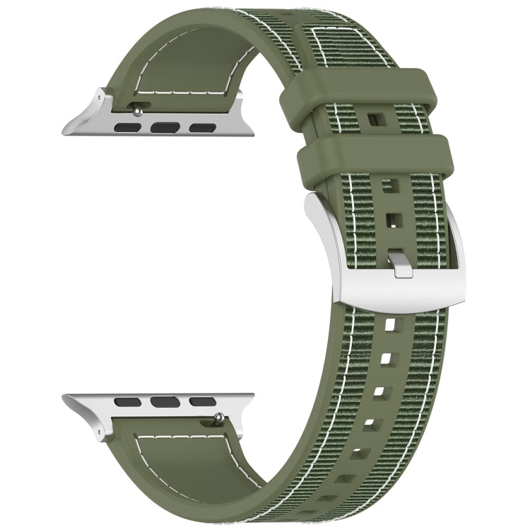 For Apple Watch Series 7 45mm Official Buckle Hybrid Nylon Braid Silicone Watch Band(Green) - Watch Bands by PMC Jewellery | Online Shopping South Africa | PMC Jewellery