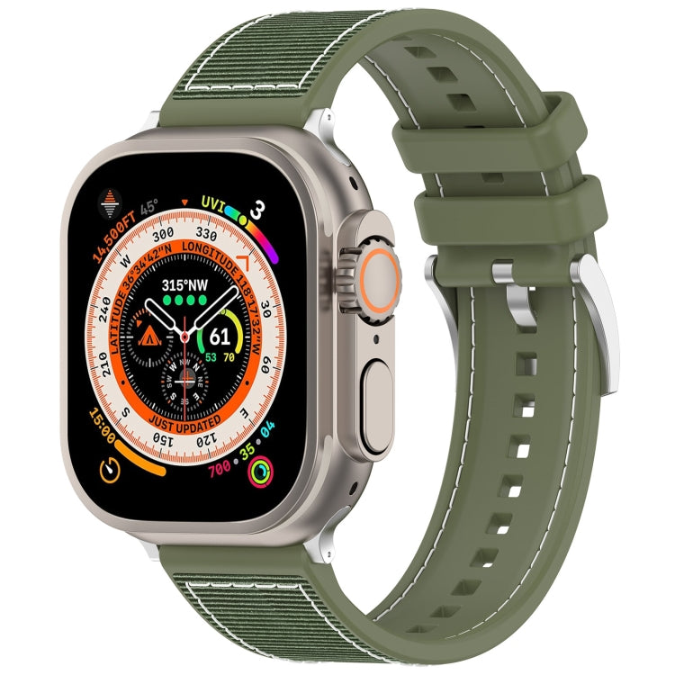 For Apple Watch SE 44mm Official Buckle Hybrid Nylon Braid Silicone Watch Band(Green) - Watch Bands by PMC Jewellery | Online Shopping South Africa | PMC Jewellery