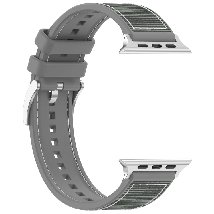 For Apple Watch Series 6 40mm Official Buckle Hybrid Nylon Braid Silicone Watch Band(Grey) - Watch Bands by PMC Jewellery | Online Shopping South Africa | PMC Jewellery