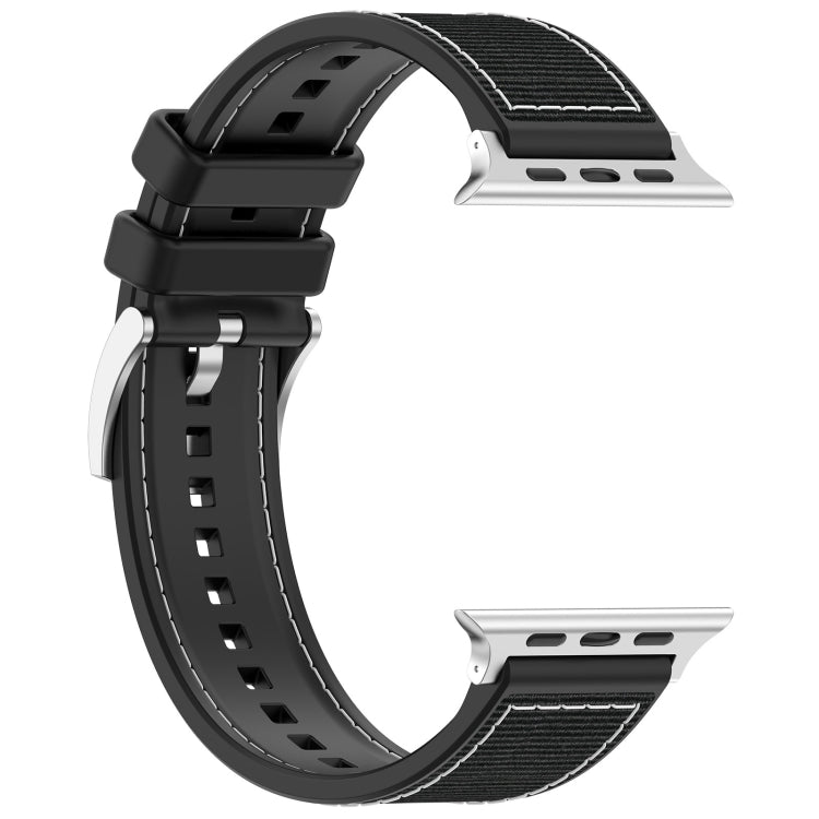 For Apple Watch Series 3 38mm Official Buckle Hybrid Nylon Braid Silicone Watch Band(Black) - Watch Bands by PMC Jewellery | Online Shopping South Africa | PMC Jewellery