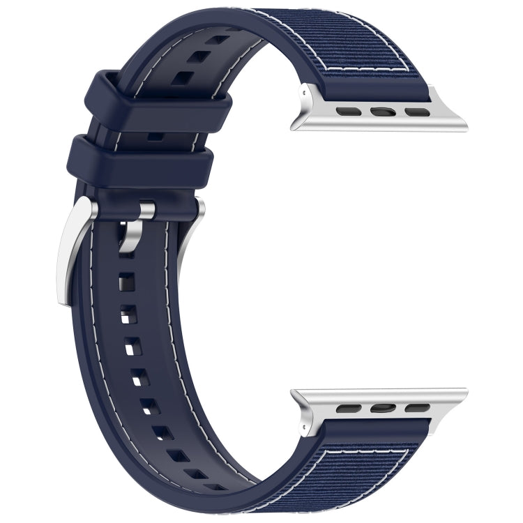 For Apple Watch Series 3 42mm Official Buckle Hybrid Nylon Braid Silicone Watch Band(Midnight Blue) - Watch Bands by PMC Jewellery | Online Shopping South Africa | PMC Jewellery