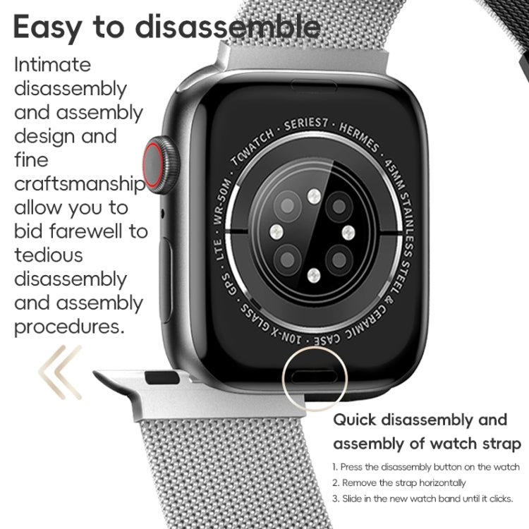 For Apple Watch SE 2022 44mm ZGA Milanese Magnetic Metal Watch Band(Black) - Watch Bands by ZGA | Online Shopping South Africa | PMC Jewellery