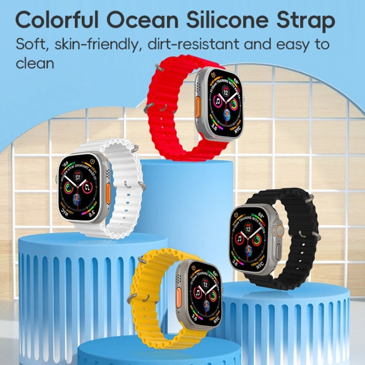 For Apple Watch Ultra 2 49mm ZGA Ocean Silicone Watch Band(Black) - Watch Bands by ZGA | Online Shopping South Africa | PMC Jewellery