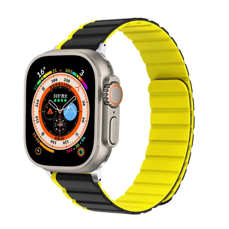 For Apple Watch SE 2023 44mm ZGA Two Color Magnetic Silicone Watch Band(Grey+Yellow) - Watch Bands by ZGA | Online Shopping South Africa | PMC Jewellery