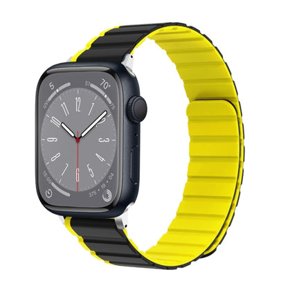 For Apple Watch Series 8 45mm ZGA Two Color Magnetic Silicone Watch Band(Grey+Yellow) - Watch Bands by ZGA | Online Shopping South Africa | PMC Jewellery | Buy Now Pay Later Mobicred