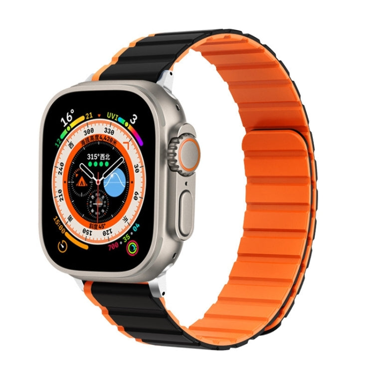 For Apple Watch Series 5 44mm ZGA Two Color Magnetic Silicone Watch Band(Black+Orange) - Watch Bands by ZGA | Online Shopping South Africa | PMC Jewellery