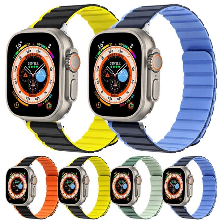 For Apple Watch Series 9 45mm ZGA Two Color Magnetic Silicone Watch Band(Black+Orange) - Watch Bands by ZGA | Online Shopping South Africa | PMC Jewellery