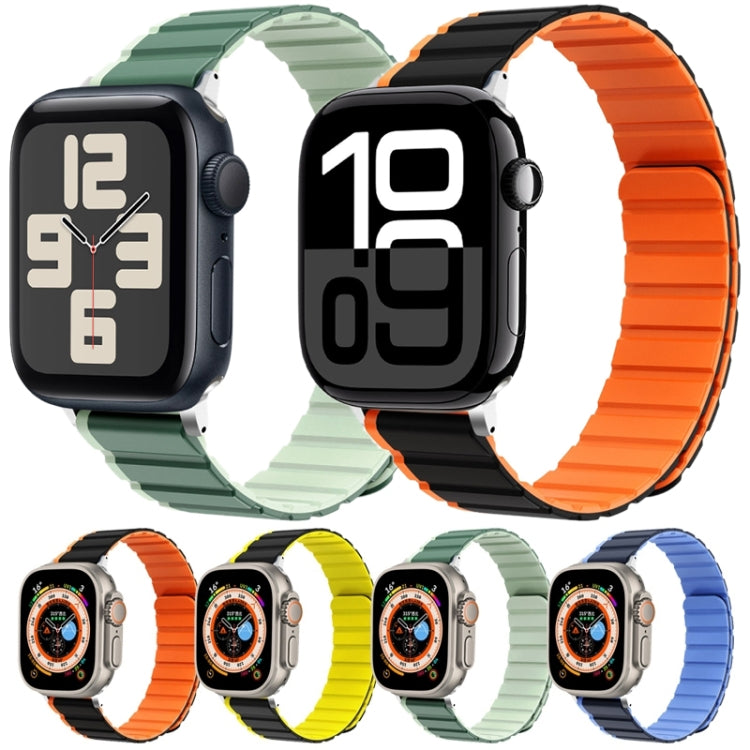 For Apple Watch SE 44mm ZGA Two Color Magnetic Silicone Watch Band(Dark Green+Light Green) - Watch Bands by ZGA | Online Shopping South Africa | PMC Jewellery | Buy Now Pay Later Mobicred