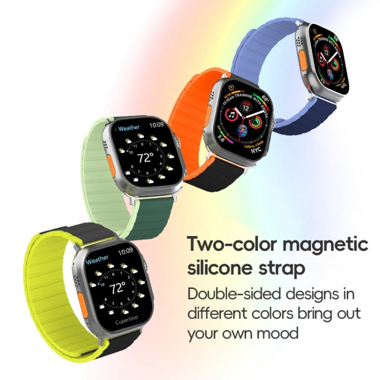 For Apple Watch 42mm ZGA Two Color Magnetic Silicone Watch Band(Dark Green+Light Green) - Watch Bands by ZGA | Online Shopping South Africa | PMC Jewellery | Buy Now Pay Later Mobicred