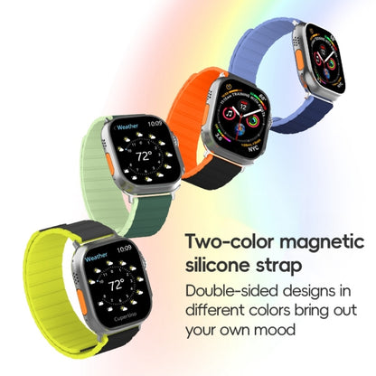 For Apple Watch Series 8 45mm ZGA Two Color Magnetic Silicone Watch Band(Dark Green+Light Green) - Watch Bands by ZGA | Online Shopping South Africa | PMC Jewellery