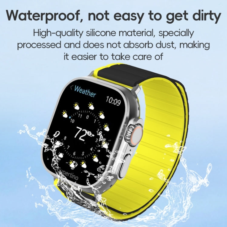 For Apple Watch Series 9 45mm ZGA Two Color Magnetic Silicone Watch Band(Grey+Yellow) - Watch Bands by ZGA | Online Shopping South Africa | PMC Jewellery | Buy Now Pay Later Mobicred