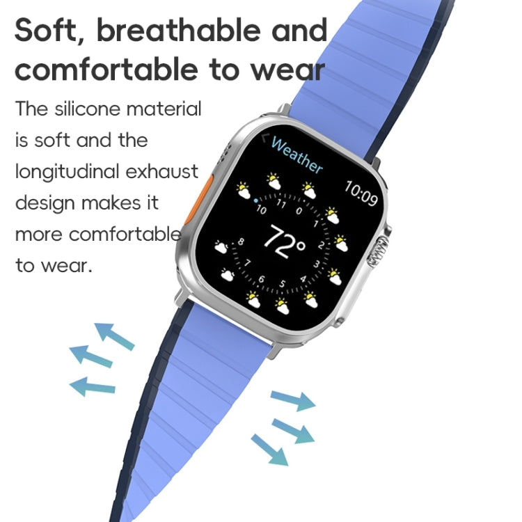 For Apple Watch Series 9 45mm ZGA Two Color Magnetic Silicone Watch Band(Dark Blue+Light Blue) - Watch Bands by ZGA | Online Shopping South Africa | PMC Jewellery | Buy Now Pay Later Mobicred