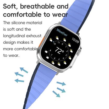 For Apple Watch Series 3 42mm ZGA Two Color Magnetic Silicone Watch Band(Dark Blue+Light Blue) - Watch Bands by ZGA | Online Shopping South Africa | PMC Jewellery | Buy Now Pay Later Mobicred