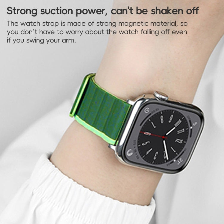 For Apple Watch 42mm ZGA Two Color Magnetic Silicone Watch Band(Dark Green+Light Green) - Watch Bands by ZGA | Online Shopping South Africa | PMC Jewellery | Buy Now Pay Later Mobicred