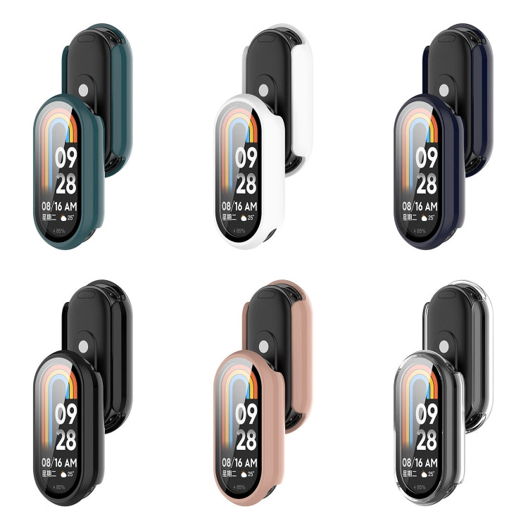 For Xiaomi Mi Band 8 PC + Tempered Film Integrated Protective Watch Case(Transparent White) - Watch Cases by PMC Jewellery | Online Shopping South Africa | PMC Jewellery