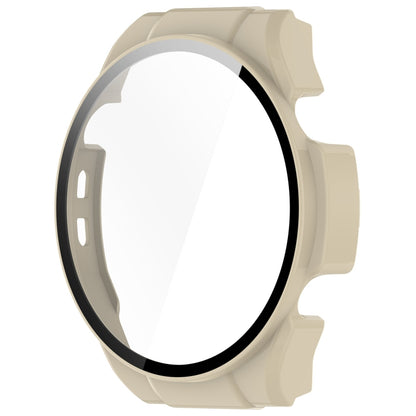 For Xiaomi Haylou Watch R8 PC + Tempered Film Integrated Watch Protective Case(Ivory White) - Watch Cases by PMC Jewellery | Online Shopping South Africa | PMC Jewellery