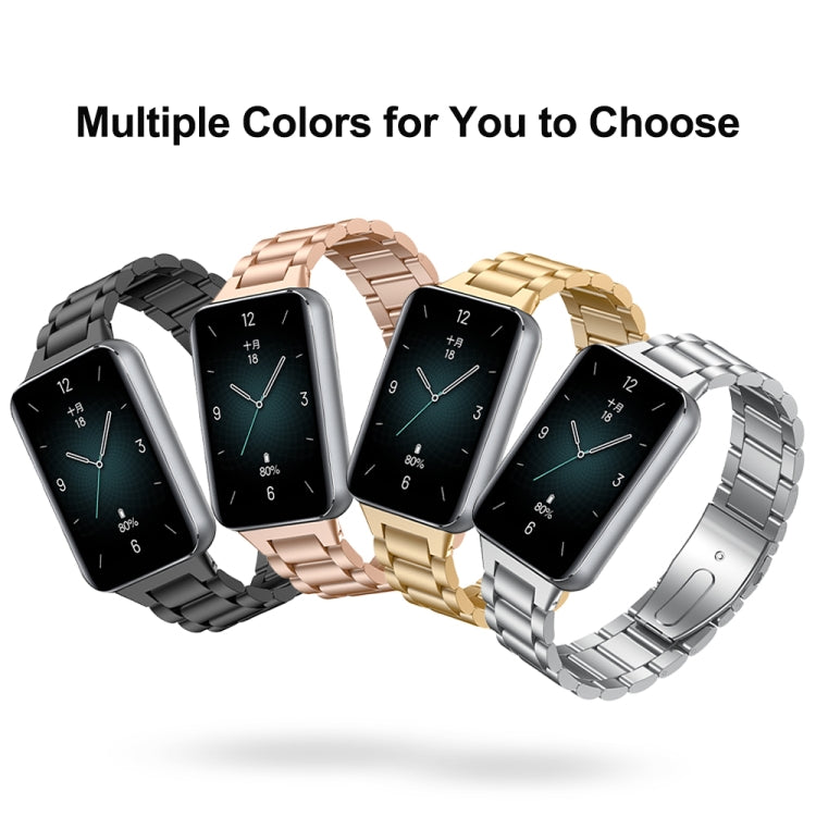 For Honor Band 9 Three Strains Metal Watch Band(Black) - Watch Bands by PMC Jewellery | Online Shopping South Africa | PMC Jewellery