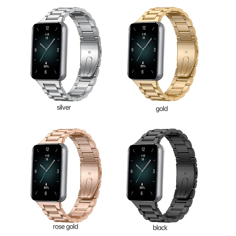 For Honor Band 9 Three Strains Metal Watch Band(Rose Gold) - Watch Bands by PMC TechLife | Online Shopping South Africa | PMC TechLife