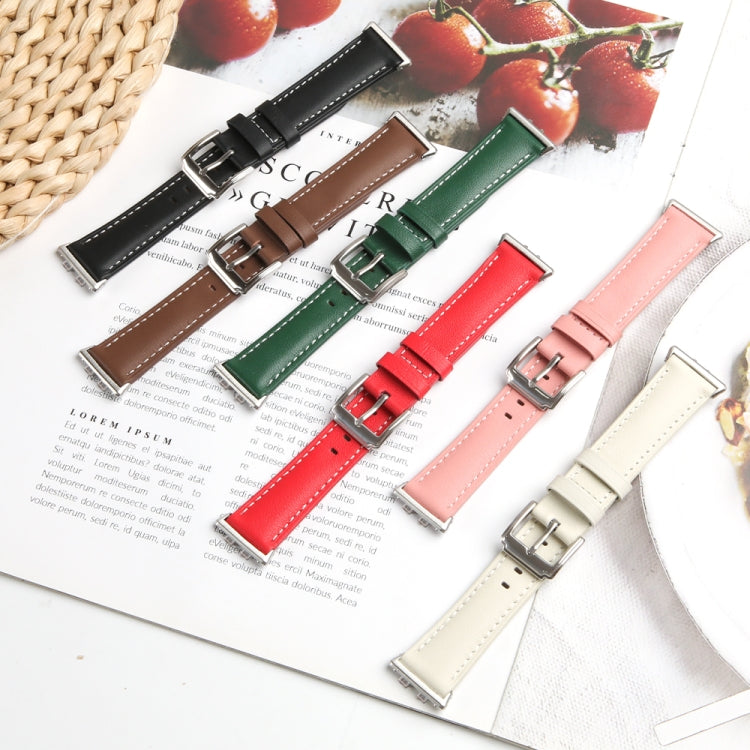 For Honor Band 9 Genuine Leather Watch Band(Creamy White) - Watch Bands by PMC TechLife | Online Shopping South Africa | PMC TechLife