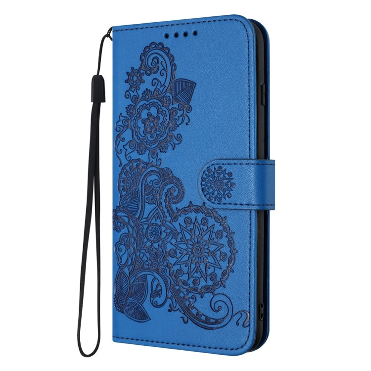For iPhone 16 Pro Max Datura Flower Embossed Flip Leather Phone Case(Blue) - iPhone 16 Pro Max Cases by PMC TechLife | Online Shopping South Africa | PMC TechLife | Buy Now Pay Later Mobicred