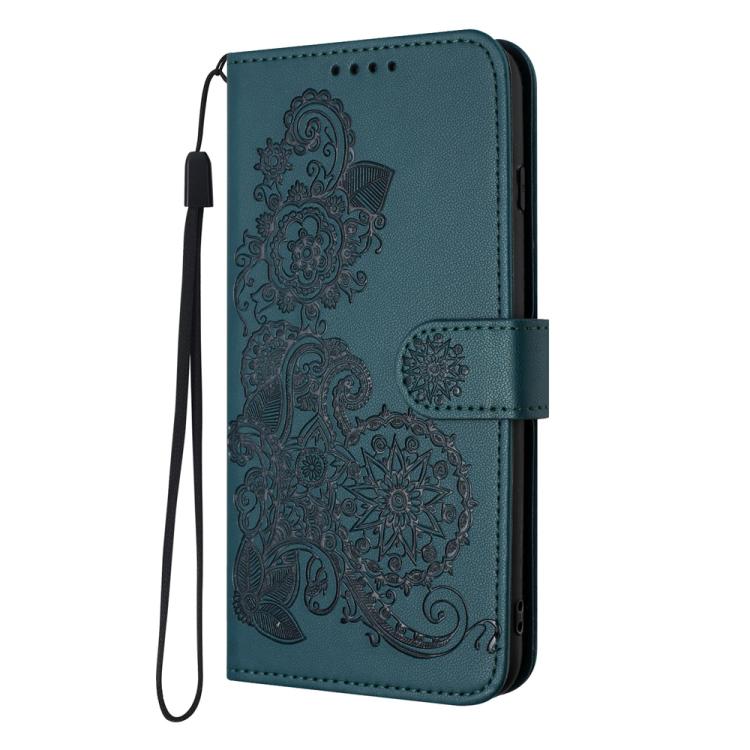 For iPhone 17 Pro Max Datura Flower Embossed Flip Leather Phone Case(Dark Green) - free shipping - PMc TechLife - Order now!