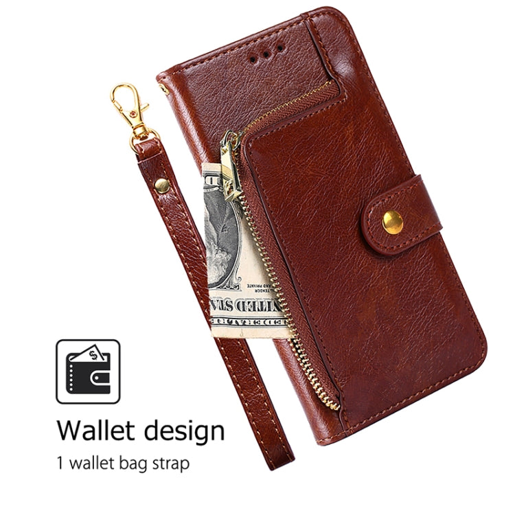 For Motorola Edge 5G 2024 Zipper Bag Leather Phone Case(Brown) - Motorola Cases by PMC Jewellery | Online Shopping South Africa | PMC Jewellery | Buy Now Pay Later Mobicred