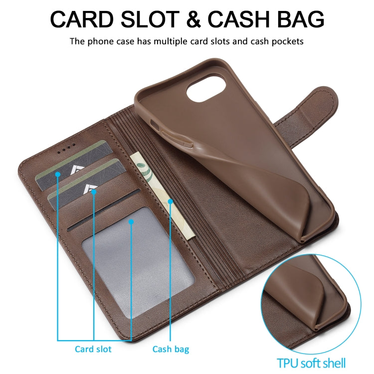 LC.IMEEKE Calf Texture Horizontal Flip Leather Case For iPhone 16e(Brown) - iPhone 16e Cases by LC.IMEEKE | Online Shopping South Africa | PMC TechLife | Buy Now Pay Later Mobicred