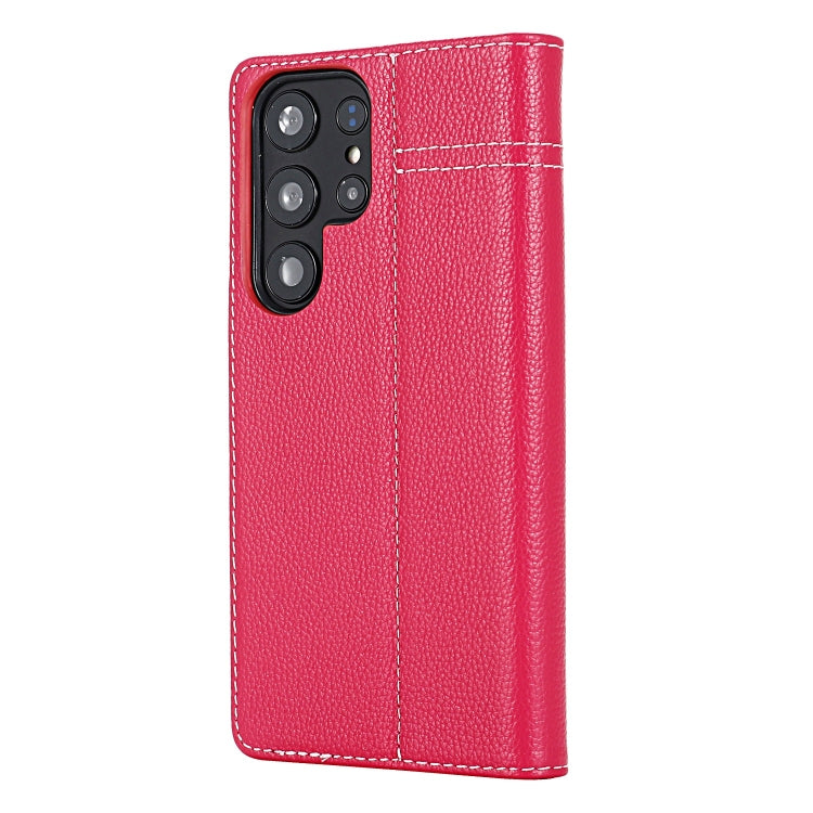 For Samsung Galaxy S24 Ultra 5G GEBEI Top-grain Horizontal Flip Leather Phone Case(Rose Red) - Galaxy S24 Ultra 5G Cases by GEBEI | Online Shopping South Africa | PMC Jewellery | Buy Now Pay Later Mobicred