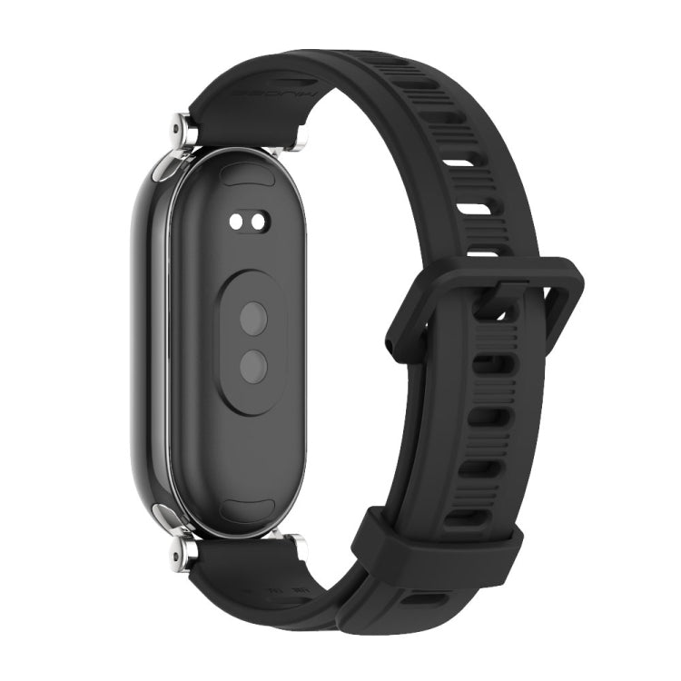For Xiaomi Smart Band 10 / 9 / 8 Mijobs GT4 Flat Hole Silicone Watch Band(Black Silver) - free shipping - PMC TechLife - Order now!