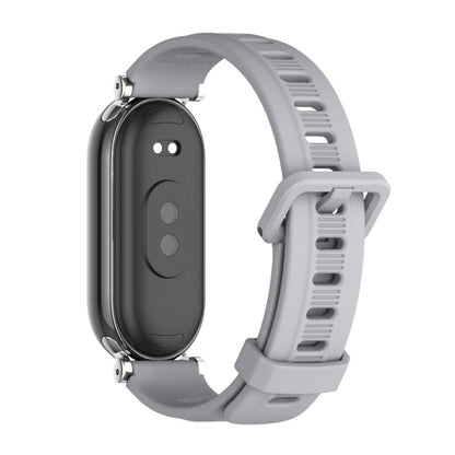 For Xiaomi Mi Band 8 Mijobs GT4 Flat Hole Silicone Watch Band(Grey Silver) - Watch Bands by MIJOBS | Online Shopping South Africa | PMC Jewellery