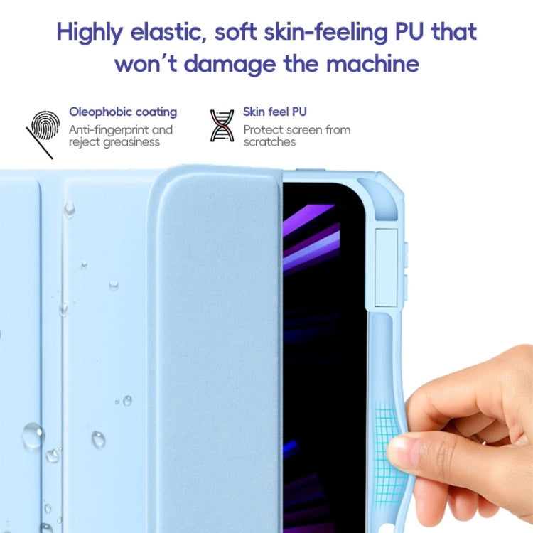 For iPad Pro 11 2022 / 2021 / 2020 ZGA Tri-Fold Voltage Smart Leather Tablet Case(Ice Blue) - free shipping - PMc TechLife - Order now!