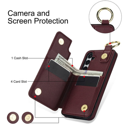 For Samsung Galaxy S24+ 5G Litchi Texture Zipper Double Buckle Card Bag Phone Case(Maroon Red) - Galaxy S24+ 5G Cases by PMC Jewellery | Online Shopping South Africa | PMC Jewellery | Buy Now Pay Later Mobicred