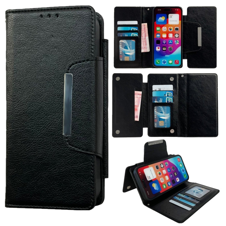 For iPhone 16 Multifunctional Seven Cards Wallet Leather Phone Case(Black) - iPhone 16 Cases by PMC Jewellery | Online Shopping South Africa | PMC Jewellery | Buy Now Pay Later Mobicred