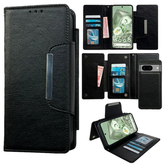 For Google Pixel 8a Multifunctional 7-Card Wallet Leather Phone Case(Black) - Google Cases by PMC Jewellery | Online Shopping South Africa | PMC Jewellery | Buy Now Pay Later Mobicred