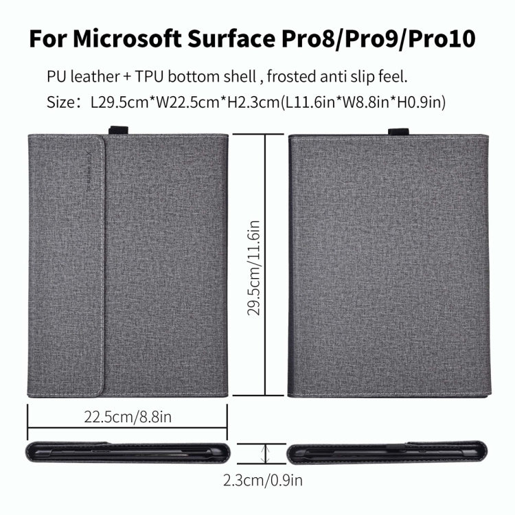 For Microsoft Surface Pro 10 Cloth Texture PC Tablet Protective Case(Light Grey) - Others by PMC TechLife | Online Shopping South Africa | PMC TechLife | Buy Now Pay Later Mobicred