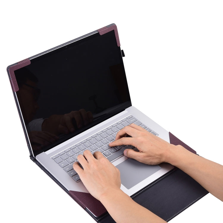 For Microsoft Surface Laptop 6 15 inch Cloth Texture Laptop Leather Protective Case(Wine Red) - free shipping - PMC TechLife - Order now!