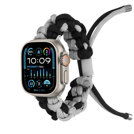 For Apple Watch Ultra 49mm Screw Nut Dual-Color Braided Paracord Watch Band(Black Grey) - Watch Bands by PMC Jewellery | Online Shopping South Africa | PMC Jewellery | Buy Now Pay Later Mobicred